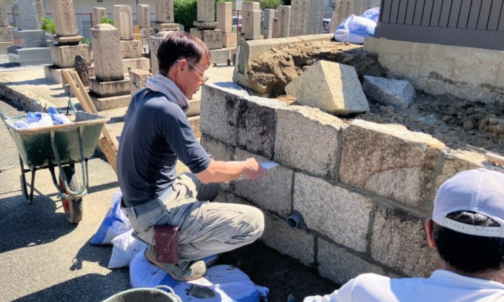 森具墓地 復旧作業